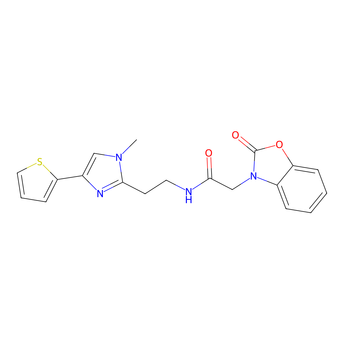N-(2-(1-methyl-4-(thiophen-2-yl)-1H-imidazol-2-yl)ethyl)-2-(2-oxobenzo[d]oxazol-3(2H)-yl)acetamide molecular structure, CAS 1396709-41-3
