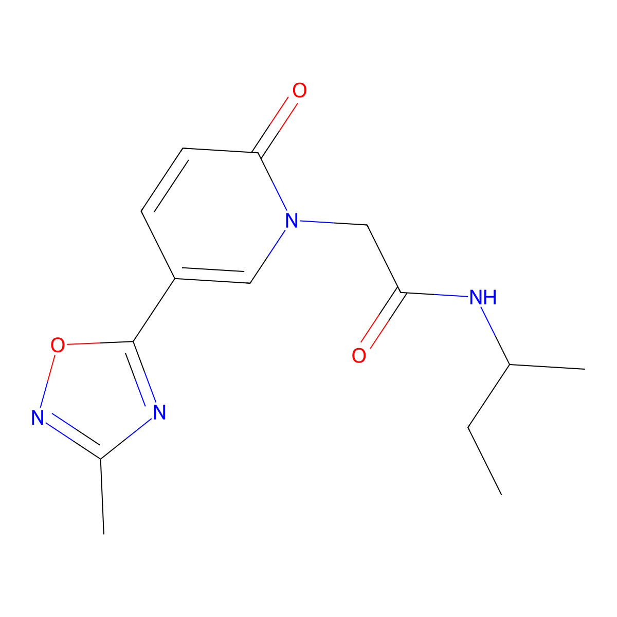 N-(sec-butyl)-2-[5-(3-methyl-1,2,4-oxadiazol-5-yl)-2-oxopyridin-1(2H)-yl]acetamide molecular structure, CAS 1396709-57-1