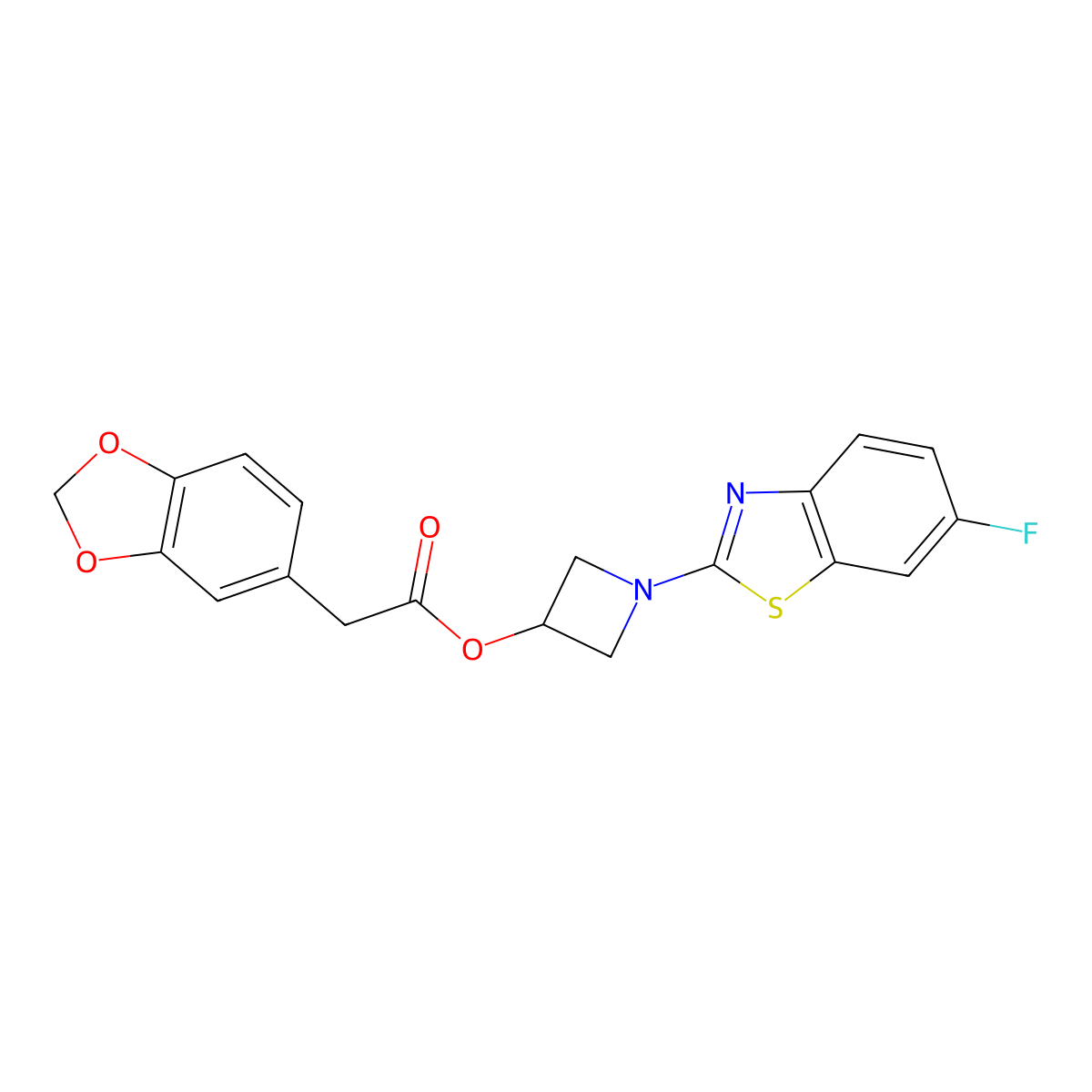 1-(6-Fluorobenzo[d]thiazol-2-yl)azetidin-3-yl 2-(benzo[d][1,3]dioxol-5-yl)acetate molecular structure, CAS 1396709-78-6