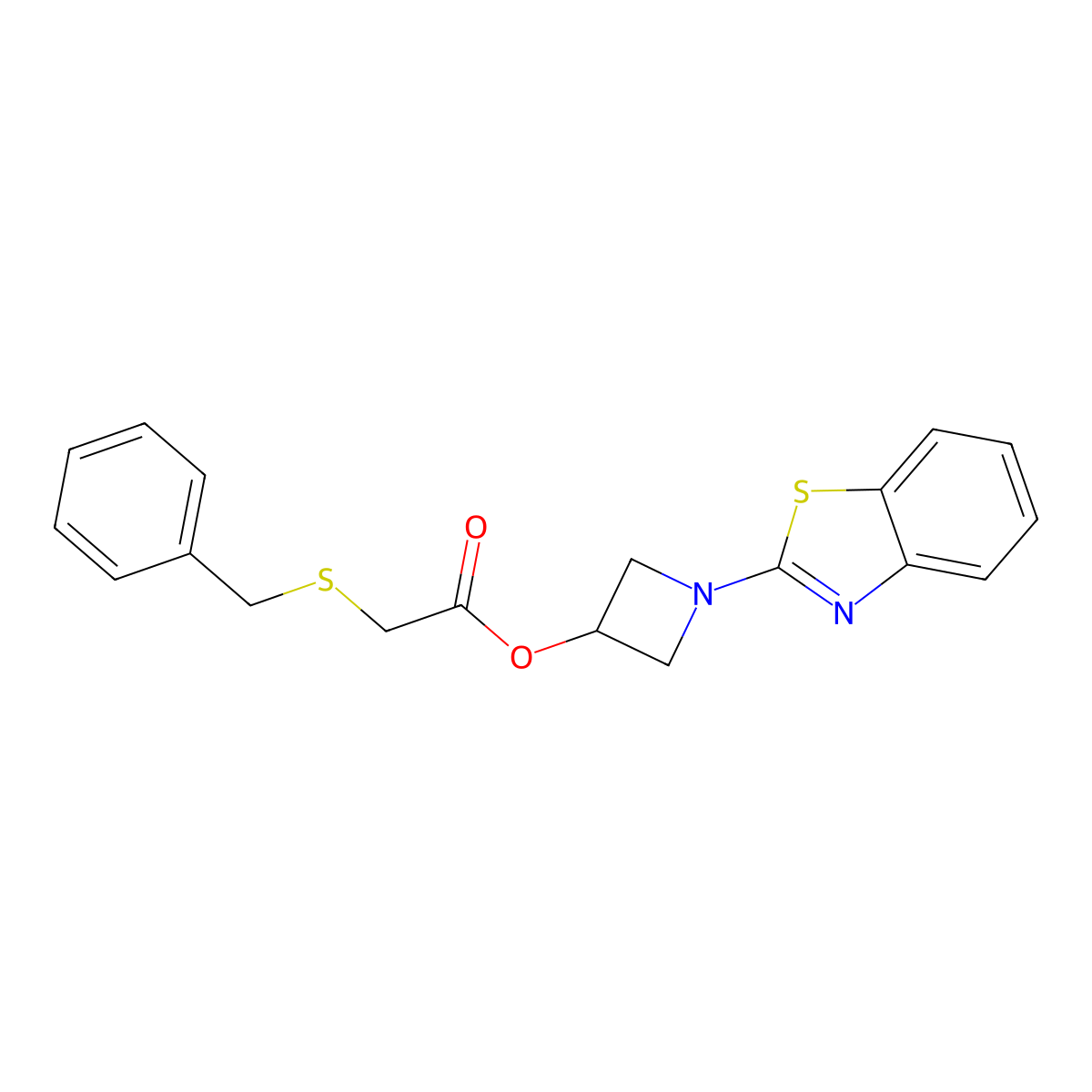 1-(Benzo[d]thiazol-2-yl)azetidin-3-yl 2-(benzylthio)acetate molecular structure, CAS 1396709-88-8