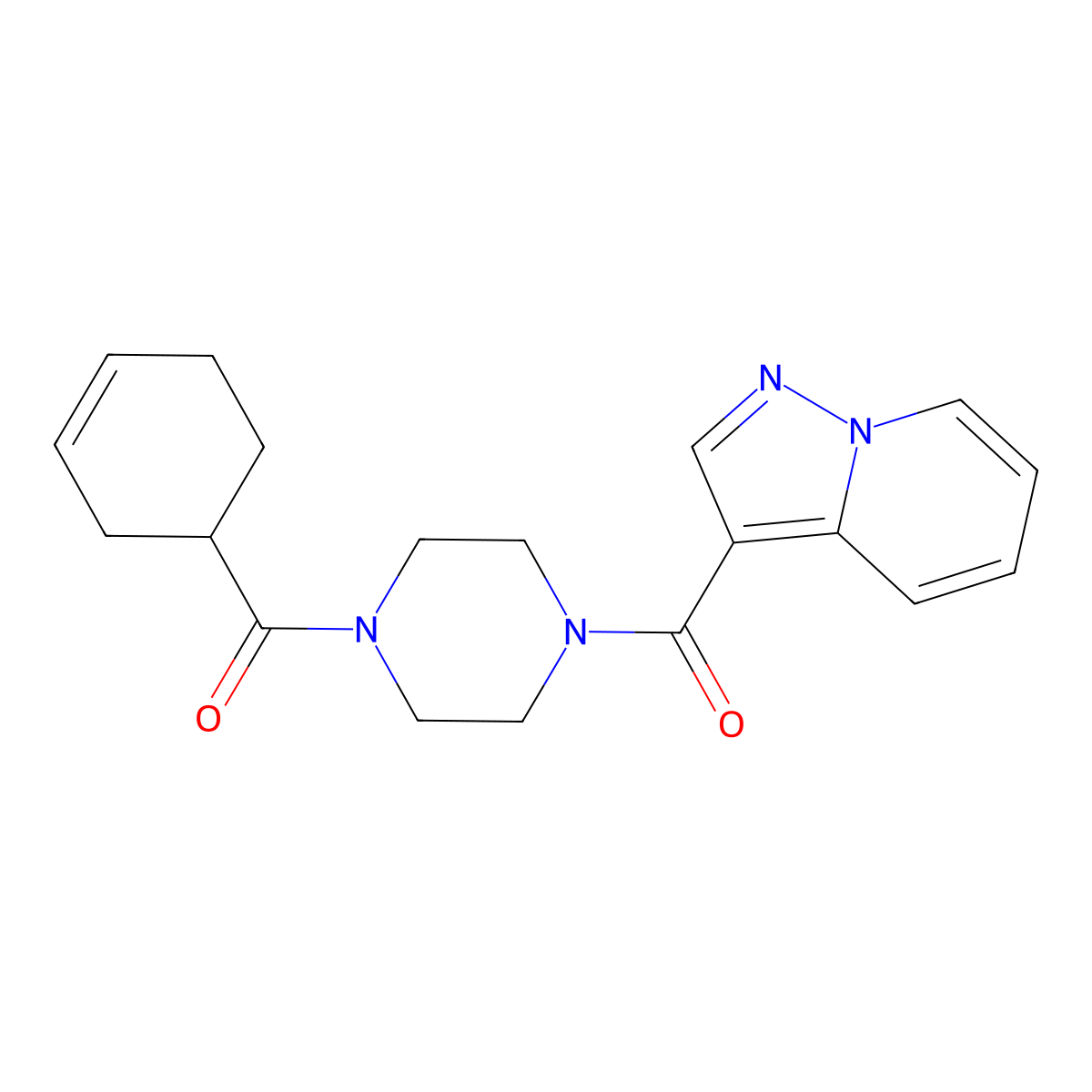 Cyclohex-3-en-1-yl(4-(pyrazolo[1,5-a]pyridine-3-carbonyl)piperazin-1-yl)methanone molecular structure, CAS 1396710-16-9