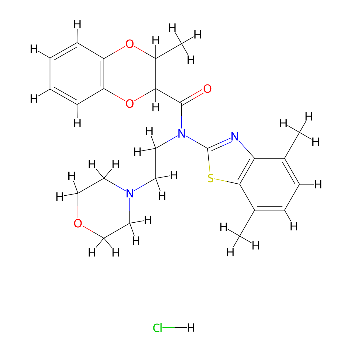 N-(4,7-dimethylbenzo[d]thiazol-2-yl)-3-methyl-N-(2-morpholinoethyl)-2,3-dihydrobenzo[b][1,4]dioxine-2-carboxamide hydrochloride molecular structure, CAS 1396710-27-2