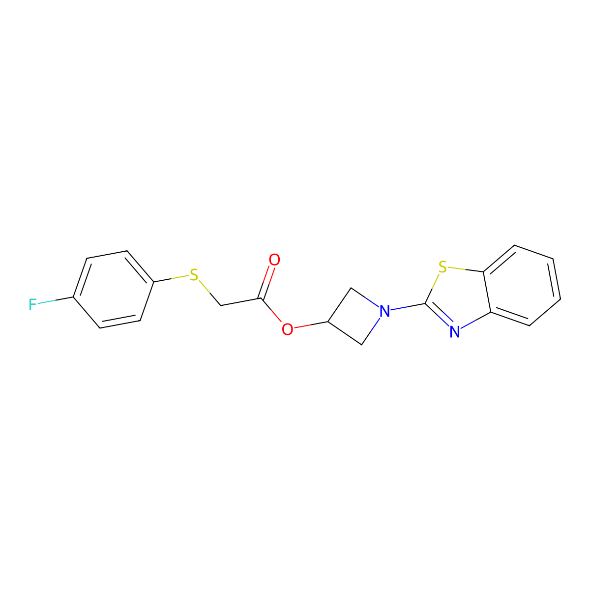 1-(Benzo[d]thiazol-2-yl)azetidin-3-yl 2-((4-fluorophenyl)thio)acetate molecular structure, CAS 1396710-31-8