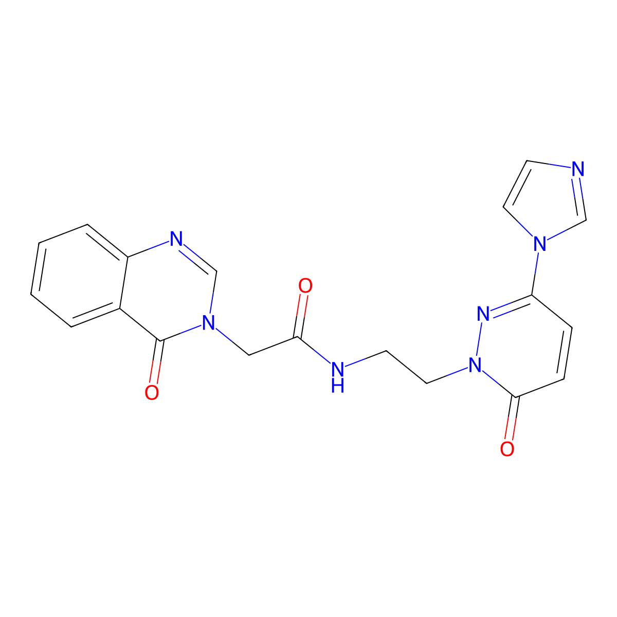 N-{2-[3-(1H-imidazol-1-yl)-6-oxo-1,6-dihydropyridazin-1-yl]ethyl}-2-(4-oxo-3,4-dihydroquinazolin-3-yl)acetamide molecular structure, CAS 1396710-32-9