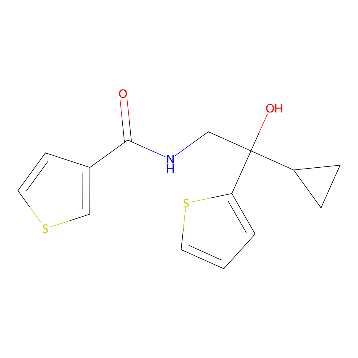 N-[2-cyclopropyl-2-hydroxy-2-(thiophen-2-yl)ethyl]thiophene-3-carboxamide molecular structure, CAS 1396710-41-0