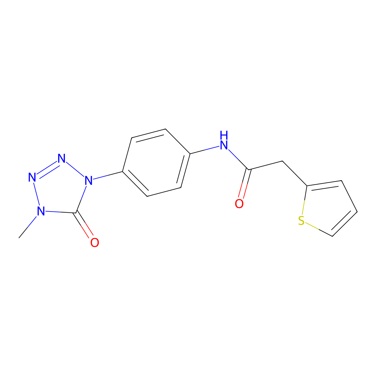 N-(4-(4-methyl-5-oxo-4,5-dihydro-1H-tetrazol-1-yl)phenyl)-2-(thiophen-2-yl)acetamide molecular structure, CAS 1396710-44-3