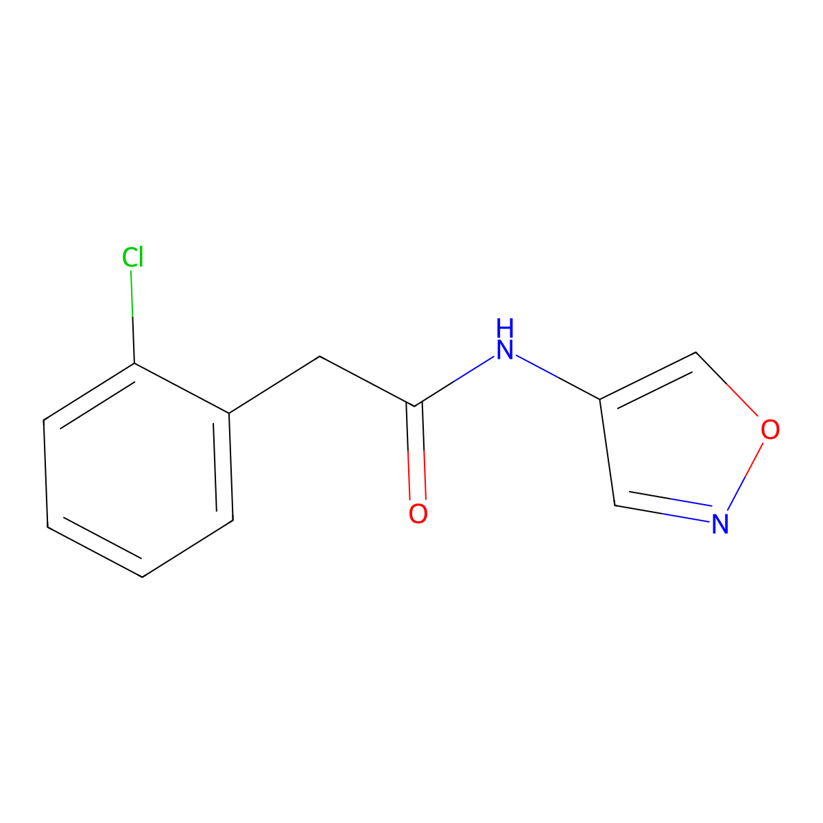 2-(2-chlorophenyl)-N-(isoxazol-4-yl)acetamide molecular structure, CAS 1396710-45-4