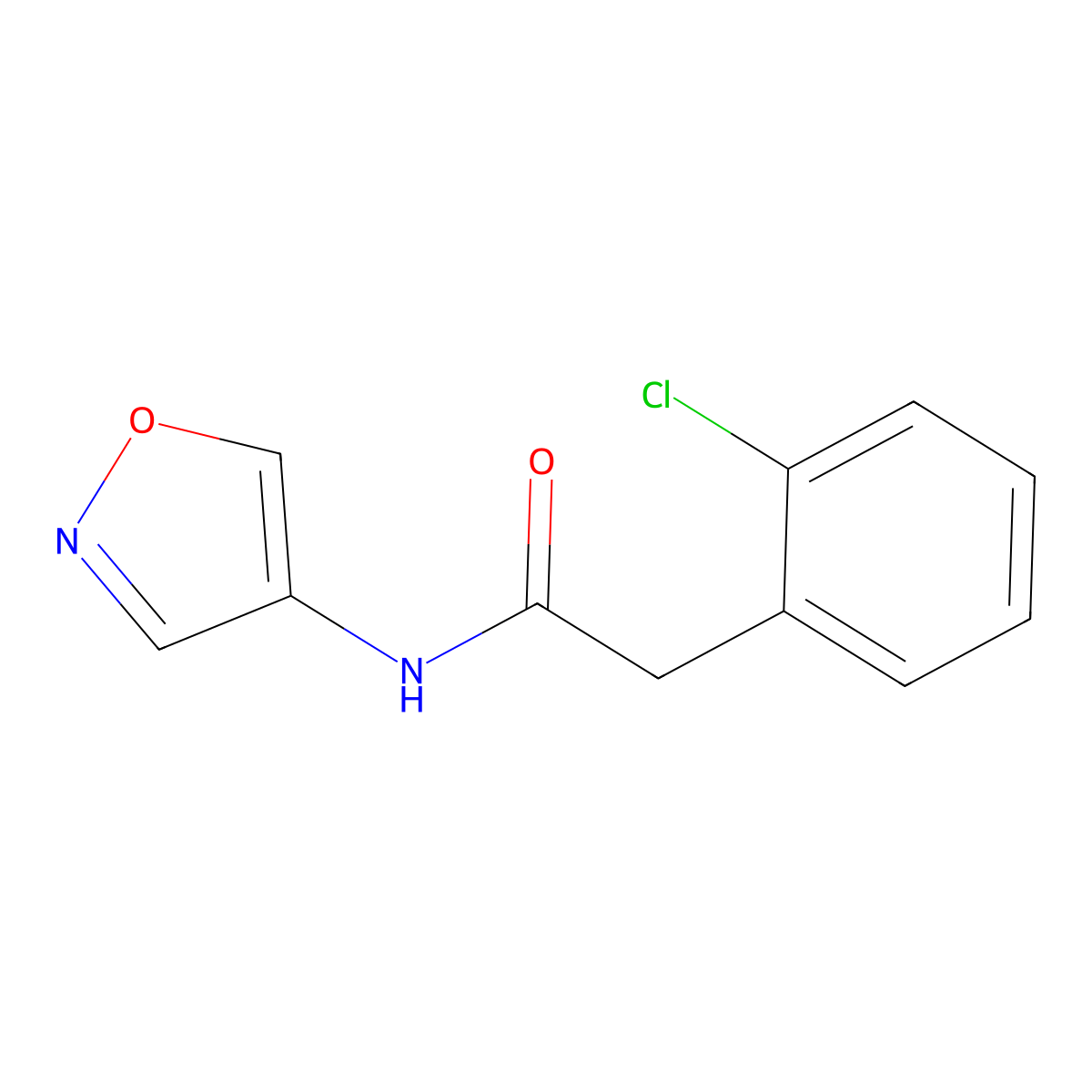 2-(2-chlorophenyl)-N-(isoxazol-4-yl)acetamide molecular structure, CAS 1396710-45-4