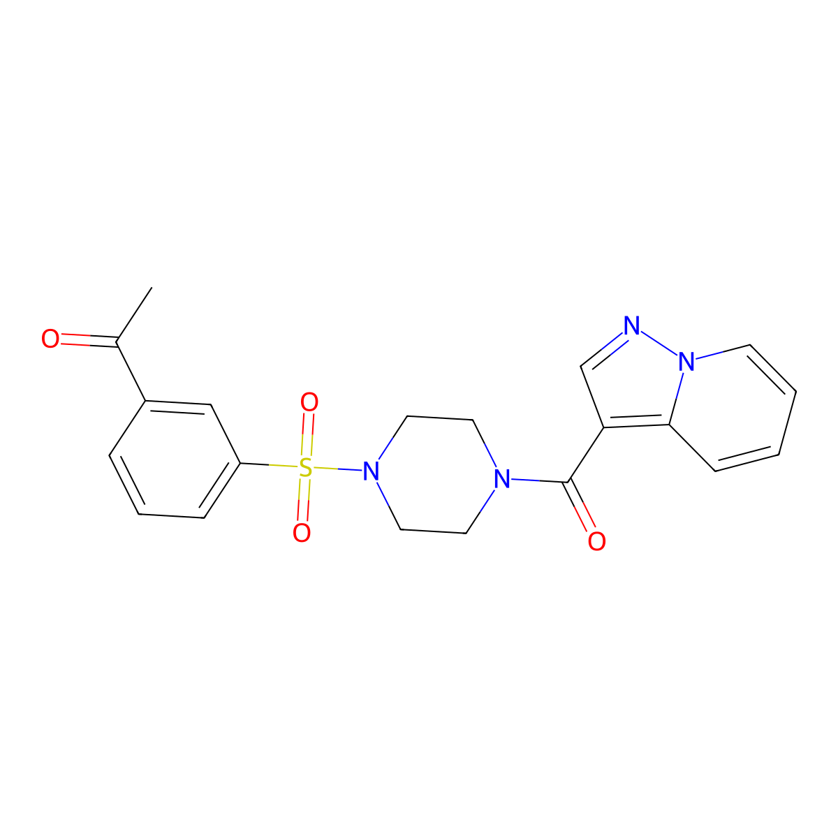 1-(3-((4-(Pyrazolo[1,5-a]pyridine-3-carbonyl)piperazin-1-yl)sulfonyl)phenyl)ethanone molecular structure, CAS 1396710-48-7
