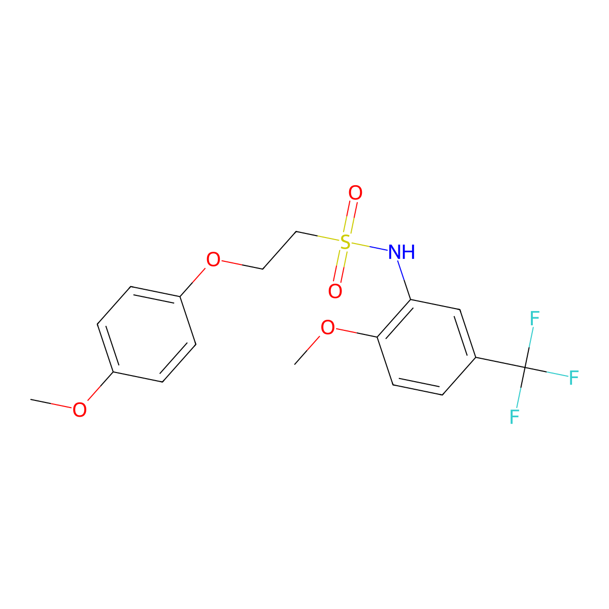 N-(2-methoxy-5-(trifluoromethyl)phenyl)-2-(4-methoxyphenoxy)ethanesulfonamide molecular structure, CAS 1396710-49-8