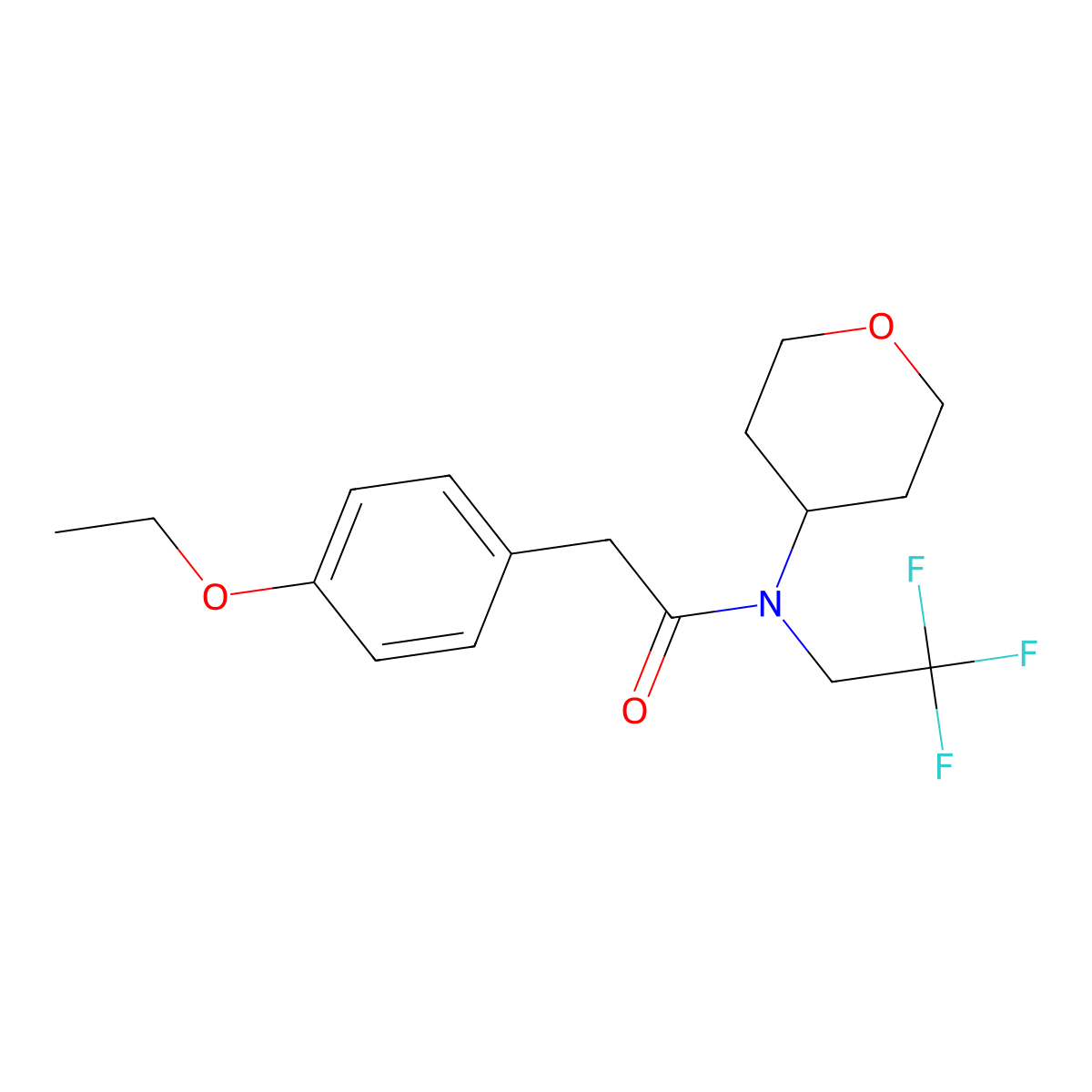 2-(4-ethoxyphenyl)-N-(oxan-4-yl)-N-(2,2,2-trifluoroethyl)acetamide molecular structure, CAS 1396710-53-4