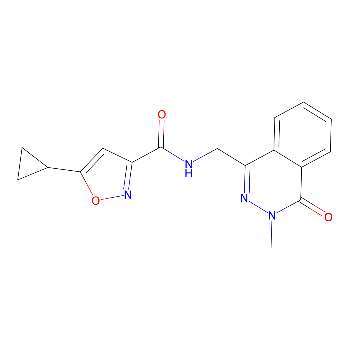 5-cyclopropyl-N-((3-methyl-4-oxo-3,4-dihydrophthalazin-1-yl)methyl)isoxazole-3-carboxamide molecular structure, CAS 1396710-58-9