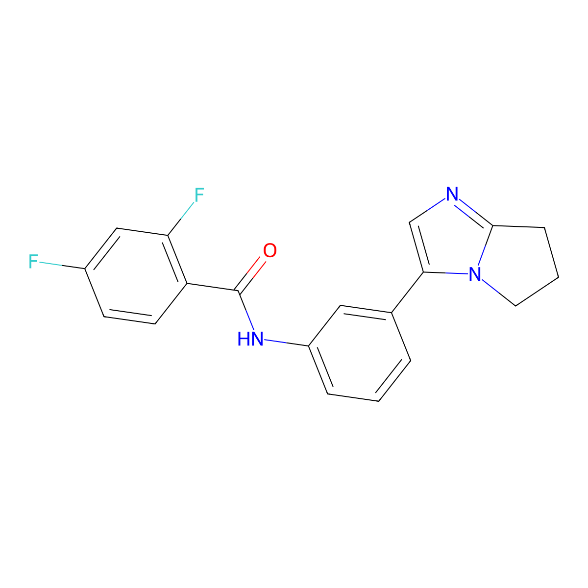 N-(3-(6,7-dihydro-5H-pyrrolo[1,2-a]imidazol-3-yl)phenyl)-2,4-difluorobenzamide molecular structure, CAS 1396710-59-0