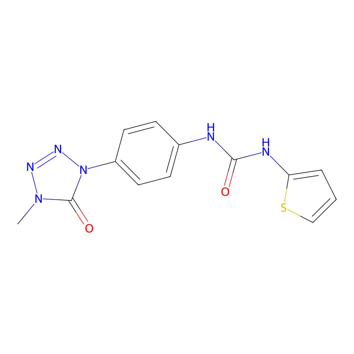 1-(4-(4-methyl-5-oxo-4,5-dihydro-1H-tetrazol-1-yl)phenyl)-3-(thiophen-2-yl)urea molecular structure, CAS 1396710-64-7