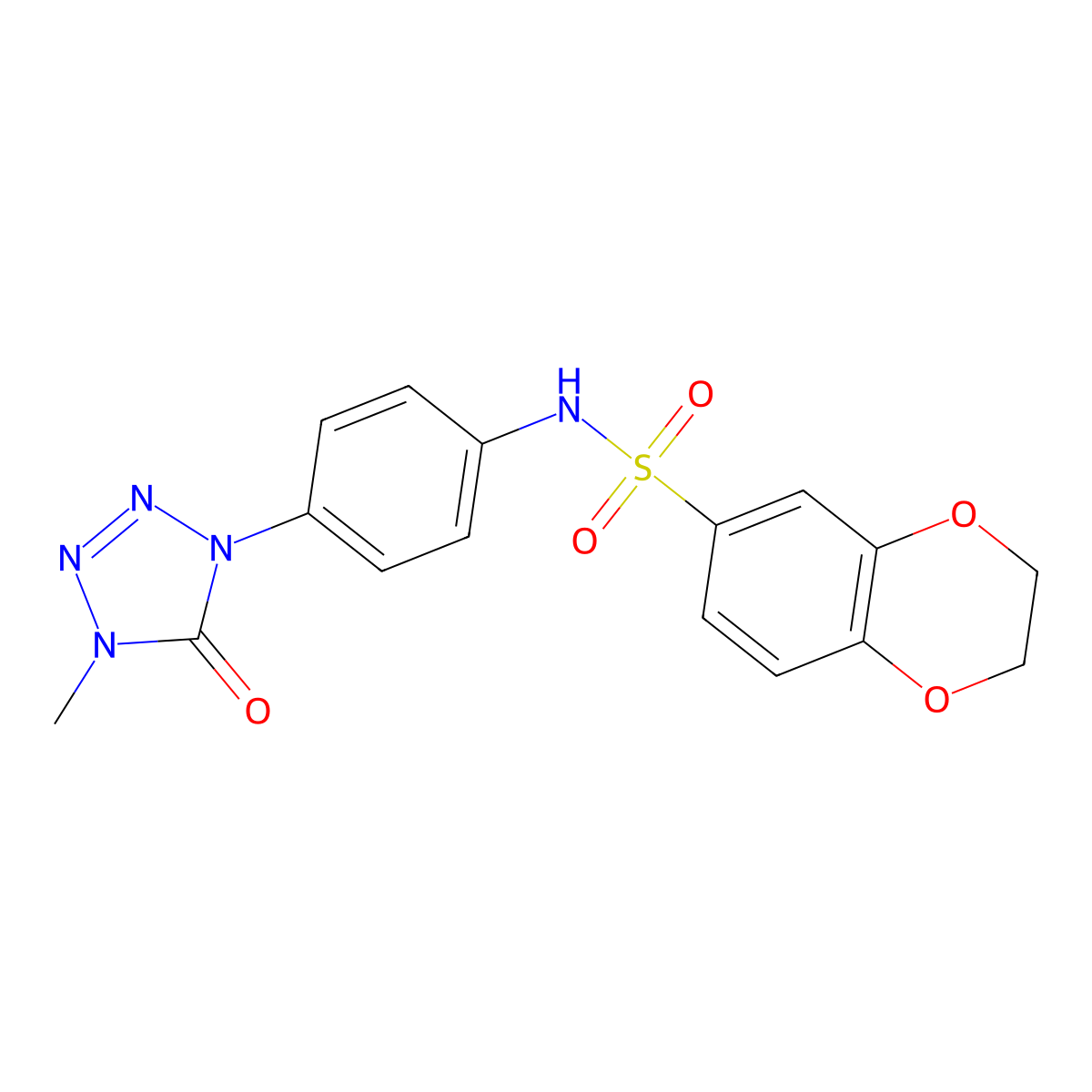 N-(4-(4-methyl-5-oxo-4,5-dihydro-1H-tetrazol-1-yl)phenyl)-2,3-dihydrobenzo[b][1,4]dioxine-6-sulfonamide molecular structure, CAS 1396710-74-9