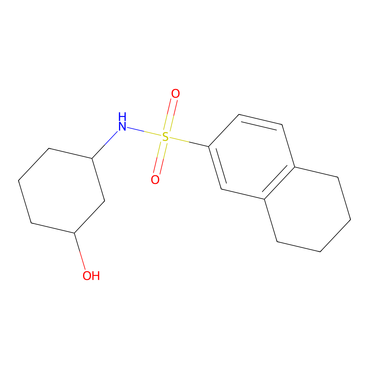 N-(3-hydroxycyclohexyl)-5,6,7,8-tetrahydronaphthalene-2-sulfonamide molecular structure, CAS 1396710-92-1