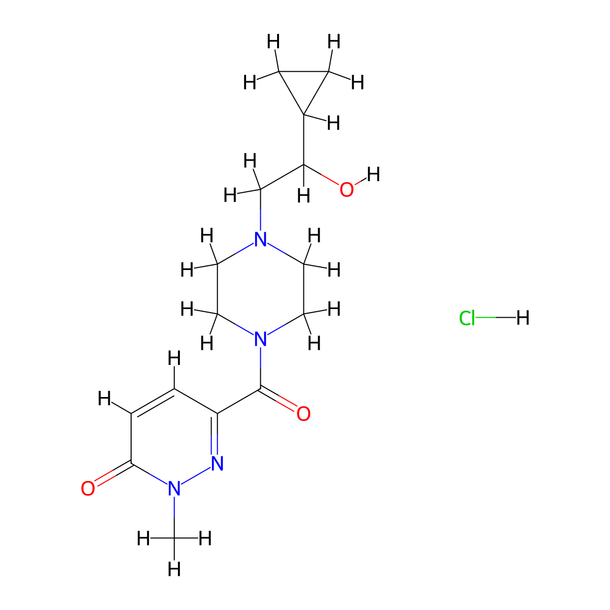 6-(4-(2-cyclopropyl-2-hydroxyethyl)piperazine-1-carbonyl)-2-methylpyridazin-3(2H)-one hydrochloride molecular structure, CAS 1396711-05-9