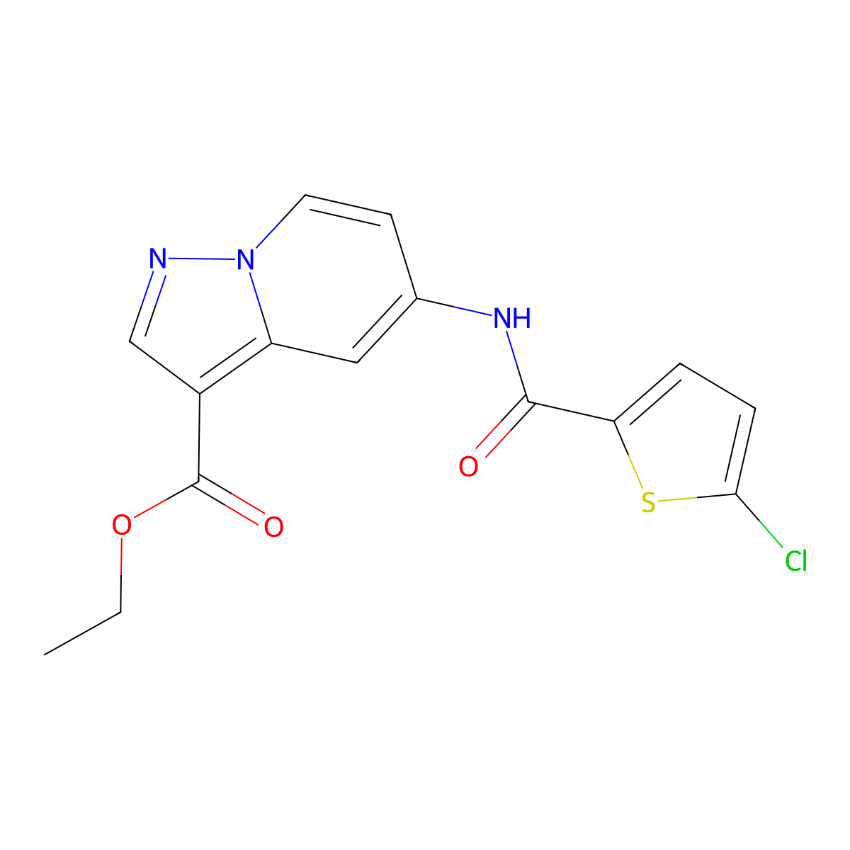 Ethyl 5-(5-chlorothiophene-2-carboxamido)pyrazolo[1,5-a]pyridine-3-carboxylate molecular structure, CAS 1396711-14-0