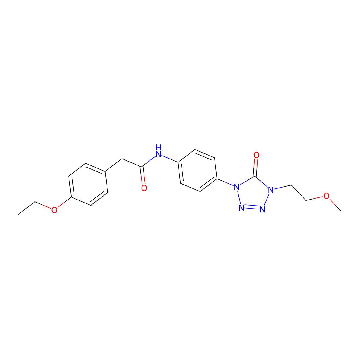 2-(4-ethoxyphenyl)-N-{4-[4-(2-methoxyethyl)-5-oxo-4,5-dihydro-1H-1,2,3,4-tetrazol-1-yl]phenyl}acetamide molecular structure, CAS 1396711-34-4
