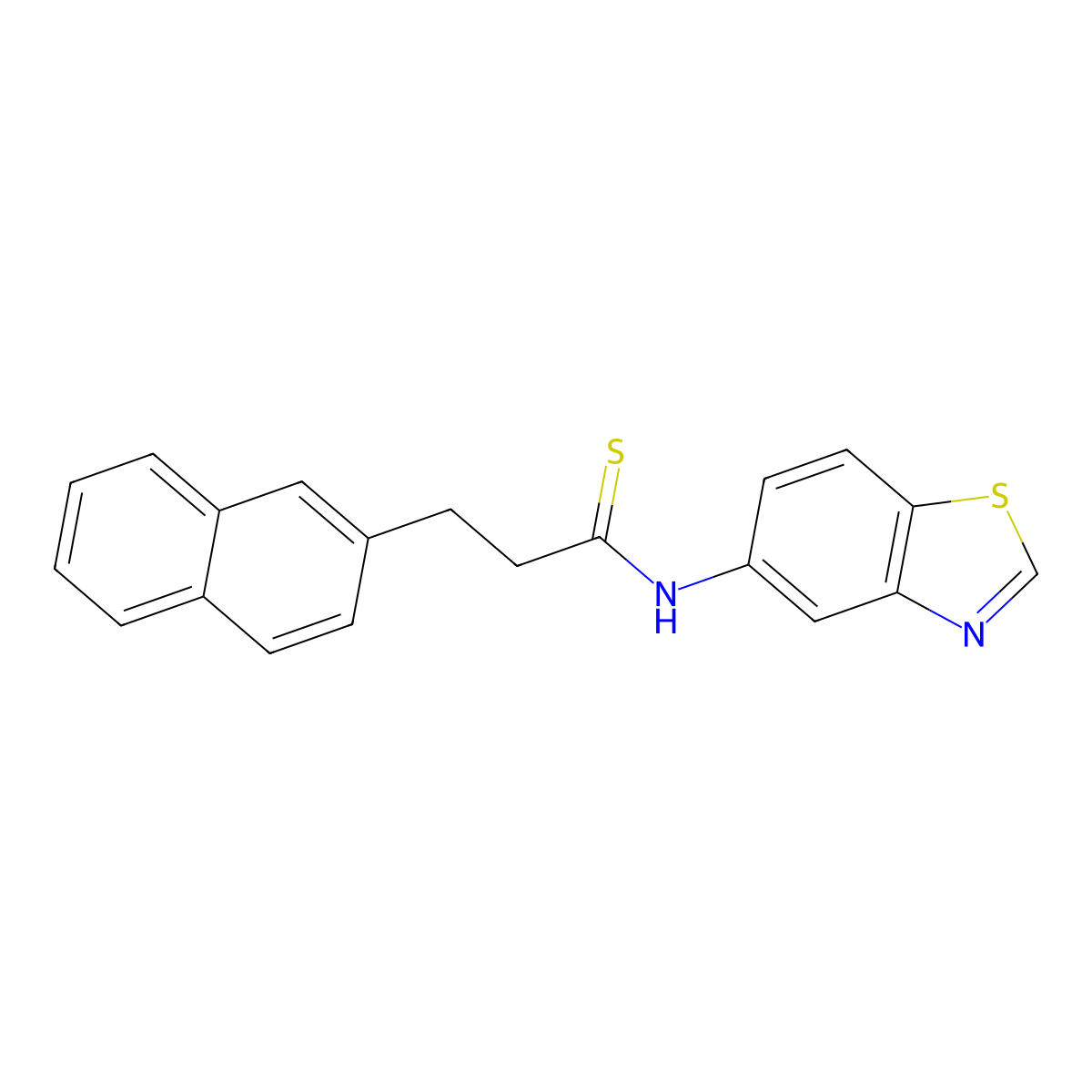 N-(benzo[d]thiazol-5-yl)-3-(naphthalen-2-yl)propanethioamide molecular structure, CAS 1396711-42-4