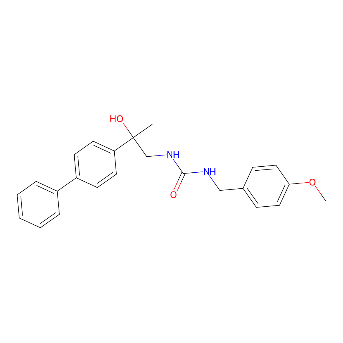 1-(2-([1,1'-Biphenyl]-4-yl)-2-hydroxypropyl)-3-(4-methoxybenzyl)urea molecular structure, CAS 1396711-46-8