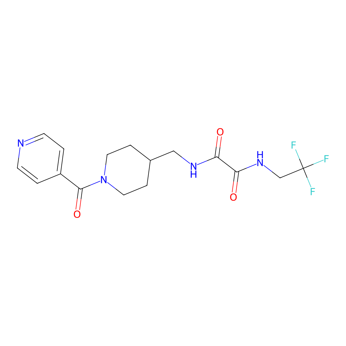N1-((1-isonicotinoylpiperidin-4-yl)methyl)-N2-(2,2,2-trifluoroethyl)oxalamide molecular structure, CAS 1396711-47-9