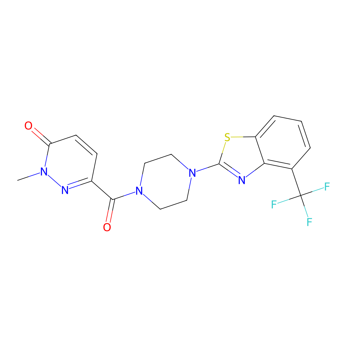 2-methyl-6-(4-(4-(trifluoromethyl)benzo[d]thiazol-2-yl)piperazine-1-carbonyl)pyridazin-3(2H)-one molecular structure, CAS 1396711-48-0