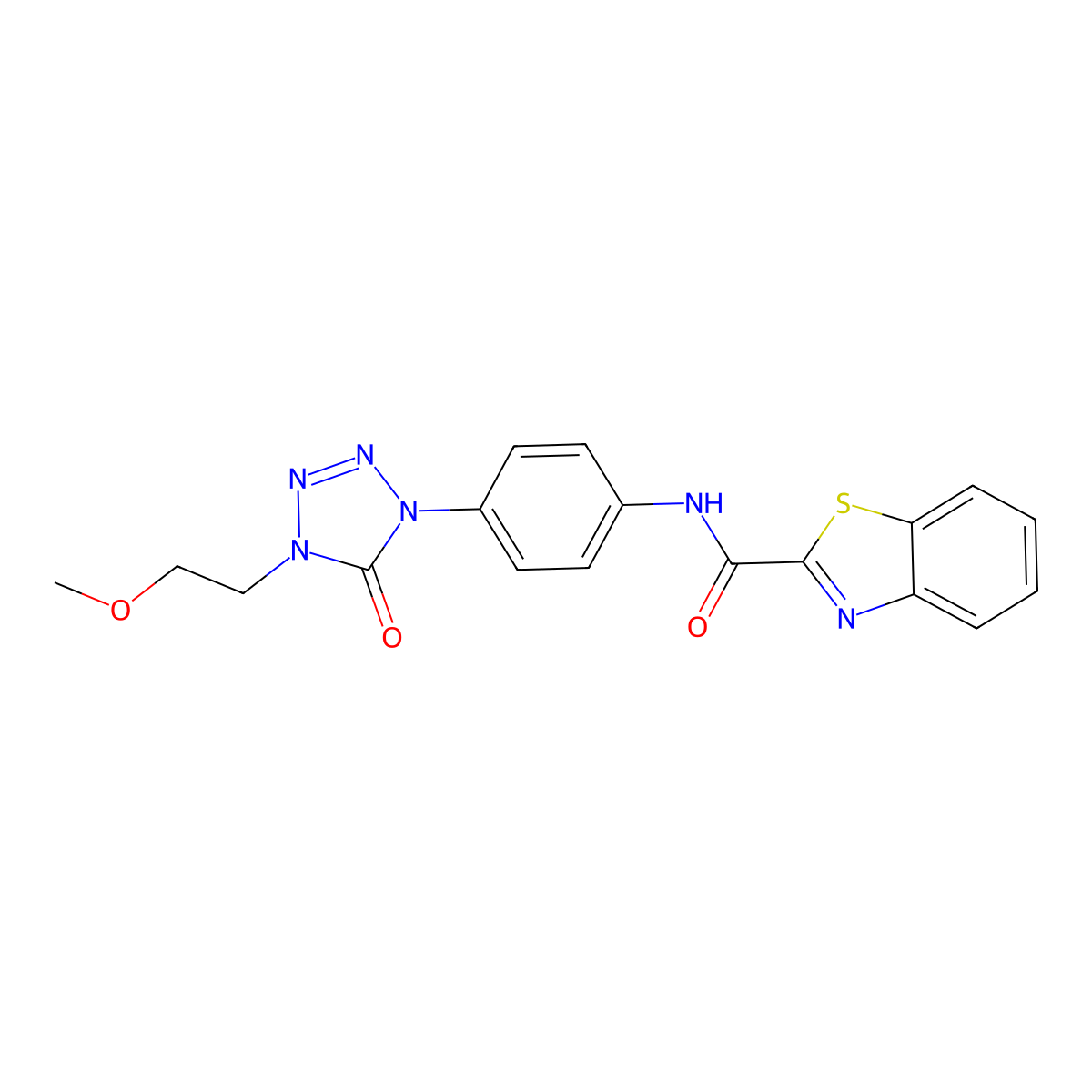N-(4-(4-(2-methoxyethyl)-5-oxo-4,5-dihydro-1H-tetrazol-1-yl)phenyl)benzo[d]thiazole-2-carboxamide molecular structure, CAS 1396711-54-8