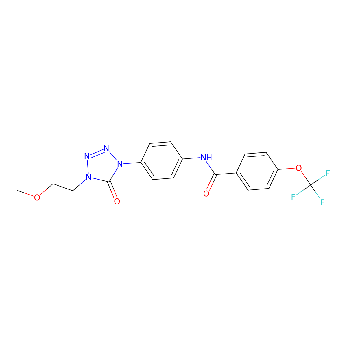 N-{4-[4-(2-methoxyethyl)-5-oxo-4,5-dihydro-1H-1,2,3,4-tetrazol-1-yl]phenyl}-4-(trifluoromethoxy)benzamide molecular structure, CAS 1396711-64-0