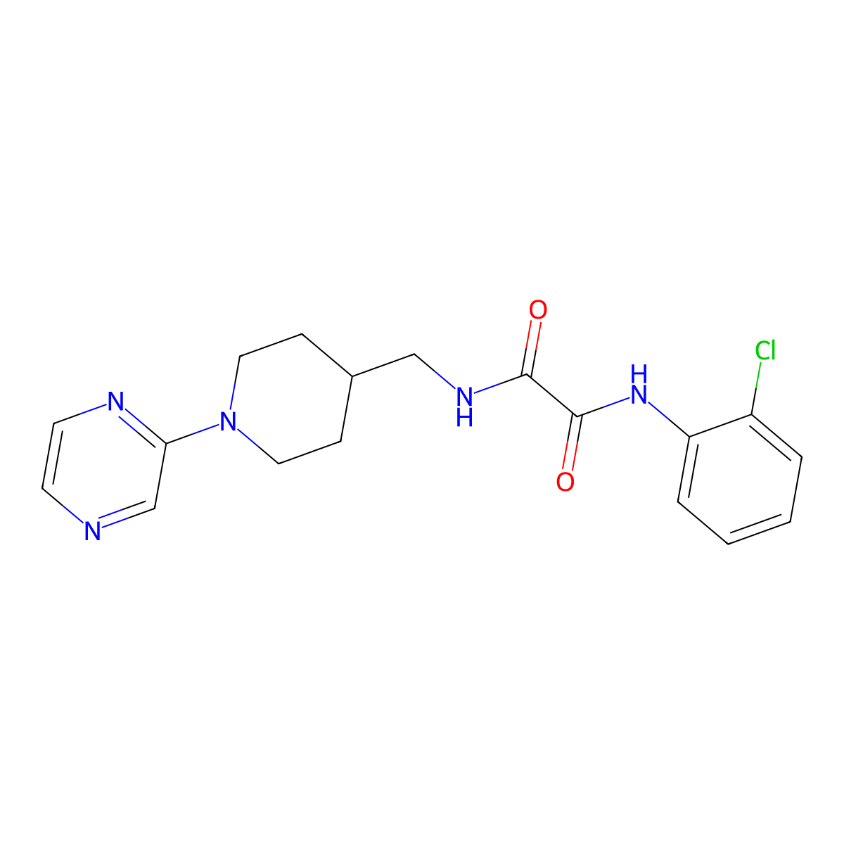 N1-(2-chlorophenyl)-N2-((1-(pyrazin-2-yl)piperidin-4-yl)methyl)oxalamide molecular structure, CAS 1396711-74-2