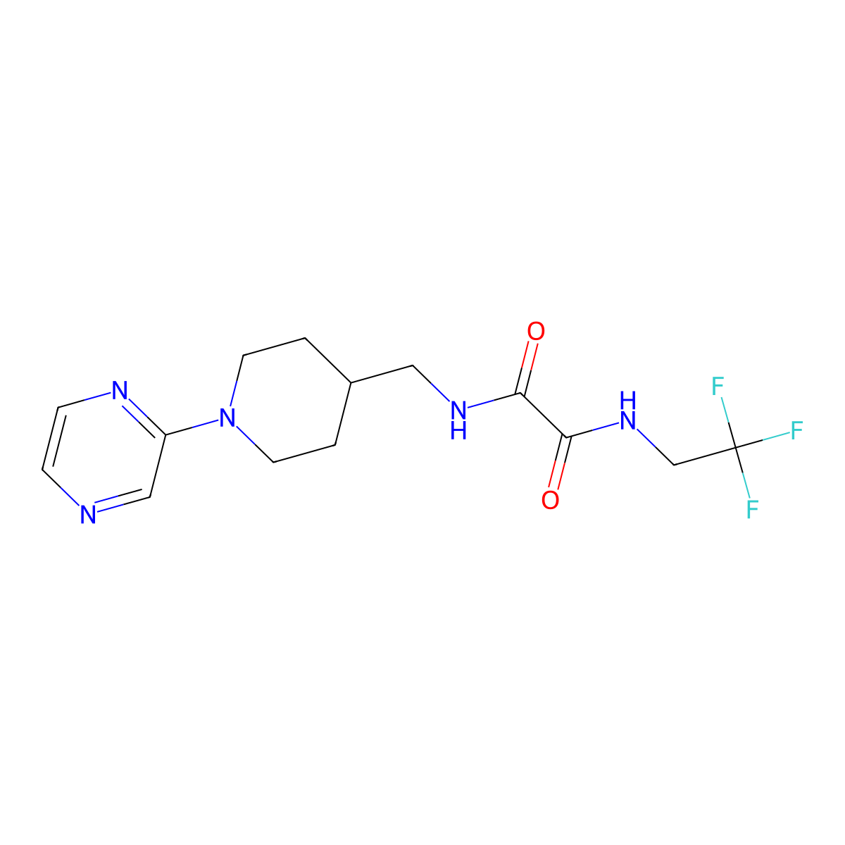 N1-((1-(pyrazin-2-yl)piperidin-4-yl)methyl)-N2-(2,2,2-trifluoroethyl)oxalamide molecular structure, CAS 1396711-91-3