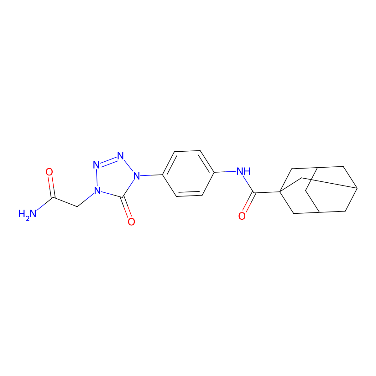 N-{4-[4-(carbamoylmethyl)-5-oxo-4,5-dihydro-1H-1,2,3,4-tetrazol-1-yl]phenyl}adamantane-1-carboxamide molecular structure, CAS 1396711-96-8