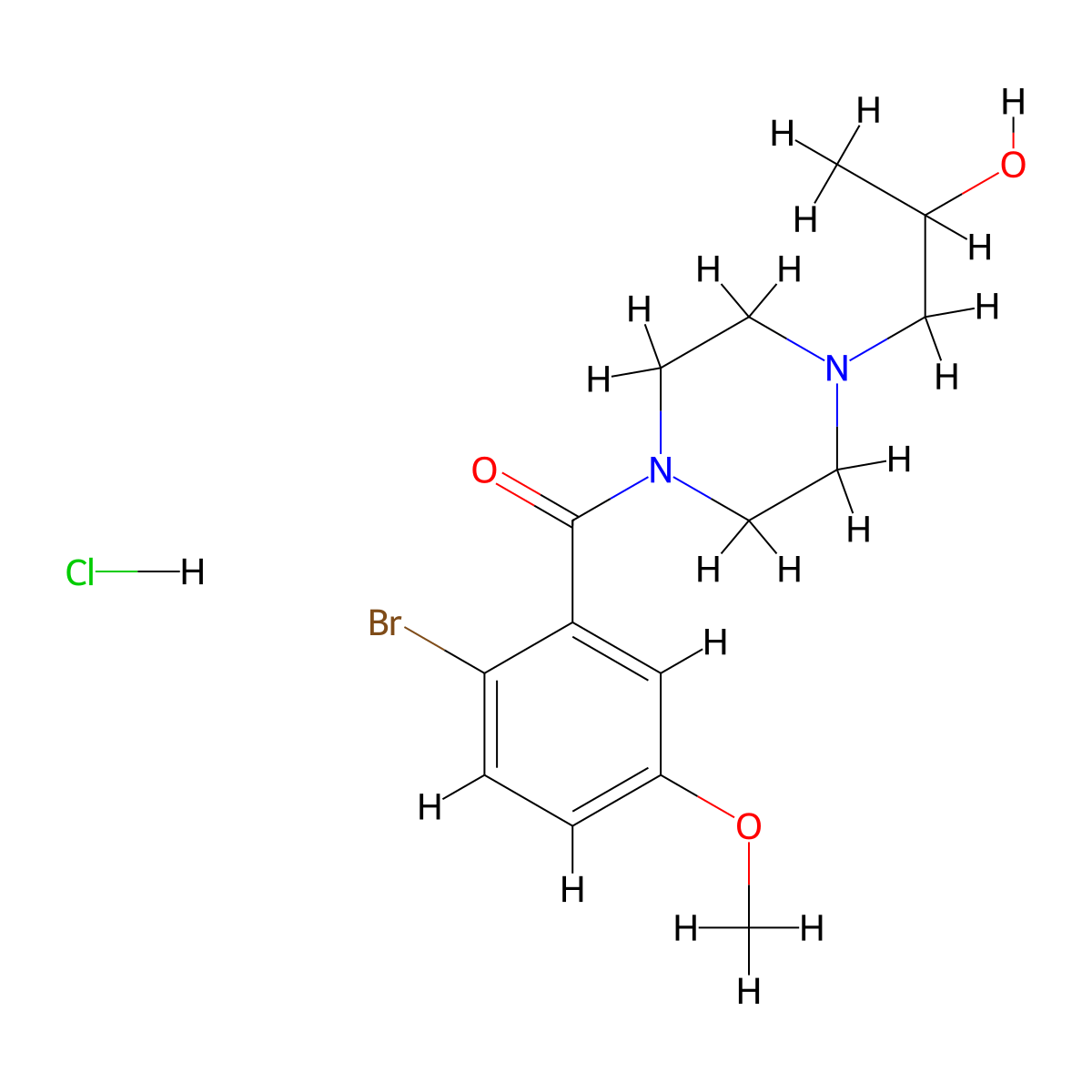 (2-Bromo-5-methoxyphenyl)(4-(2-hydroxypropyl)piperazin-1-yl)methanone hydrochloride molecular structure, CAS 1396712-10-9