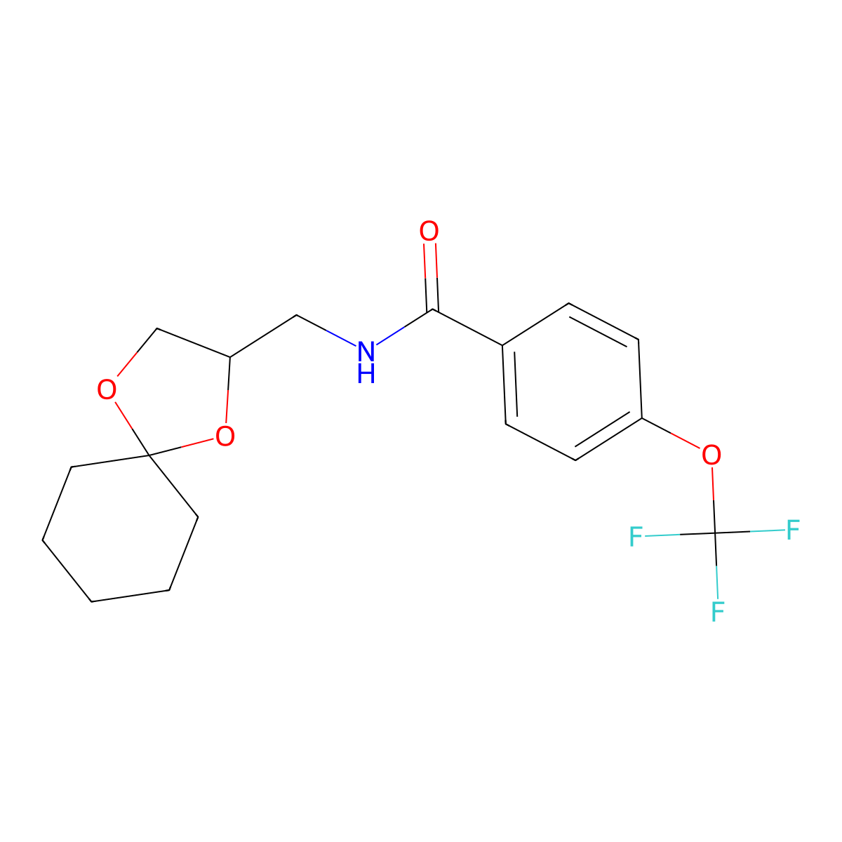 N-(1,4-dioxaspiro[4.5]decan-2-ylmethyl)-4-(trifluoromethoxy)benzamide molecular structure, CAS 1396712-14-3