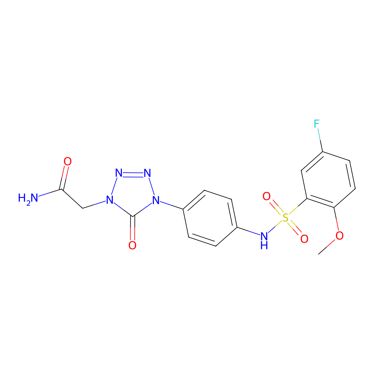 2-{4-[4-(5-fluoro-2-methoxybenzenesulfonamido)phenyl]-5-oxo-4,5-dihydro-1H-1,2,3,4-tetrazol-1-yl}acetamide molecular structure, CAS 1396712-30-3