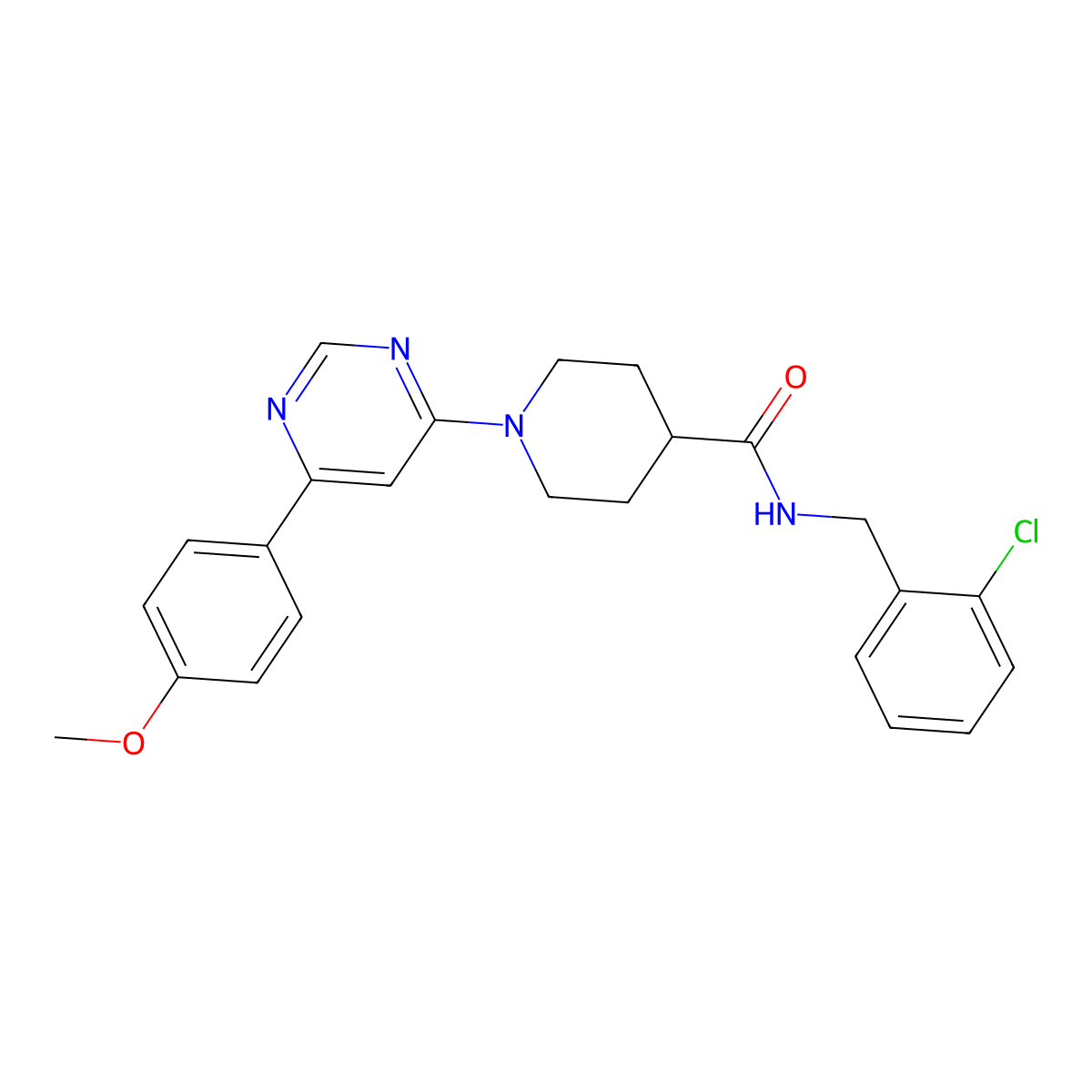 N-(2-chlorobenzyl)-1-(6-(4-methoxyphenyl)pyrimidin-4-yl)piperidine-4-carboxamide molecular structure, CAS 1396712-32-5