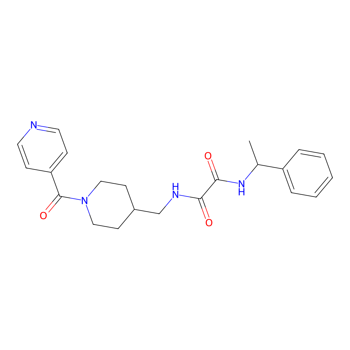 N1-((1-isonicotinoylpiperidin-4-yl)methyl)-N2-(1-phenylethyl)oxalamide molecular structure, CAS 1396712-58-5