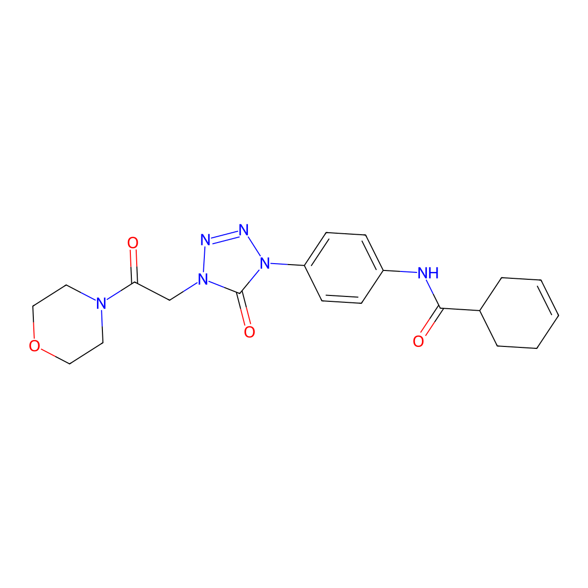 N-(4-(4-(2-morpholino-2-oxoethyl)-5-oxo-4,5-dihydro-1H-tetrazol-1-yl)phenyl)cyclohex-3-enecarboxamide molecular structure, CAS 1396712-64-3