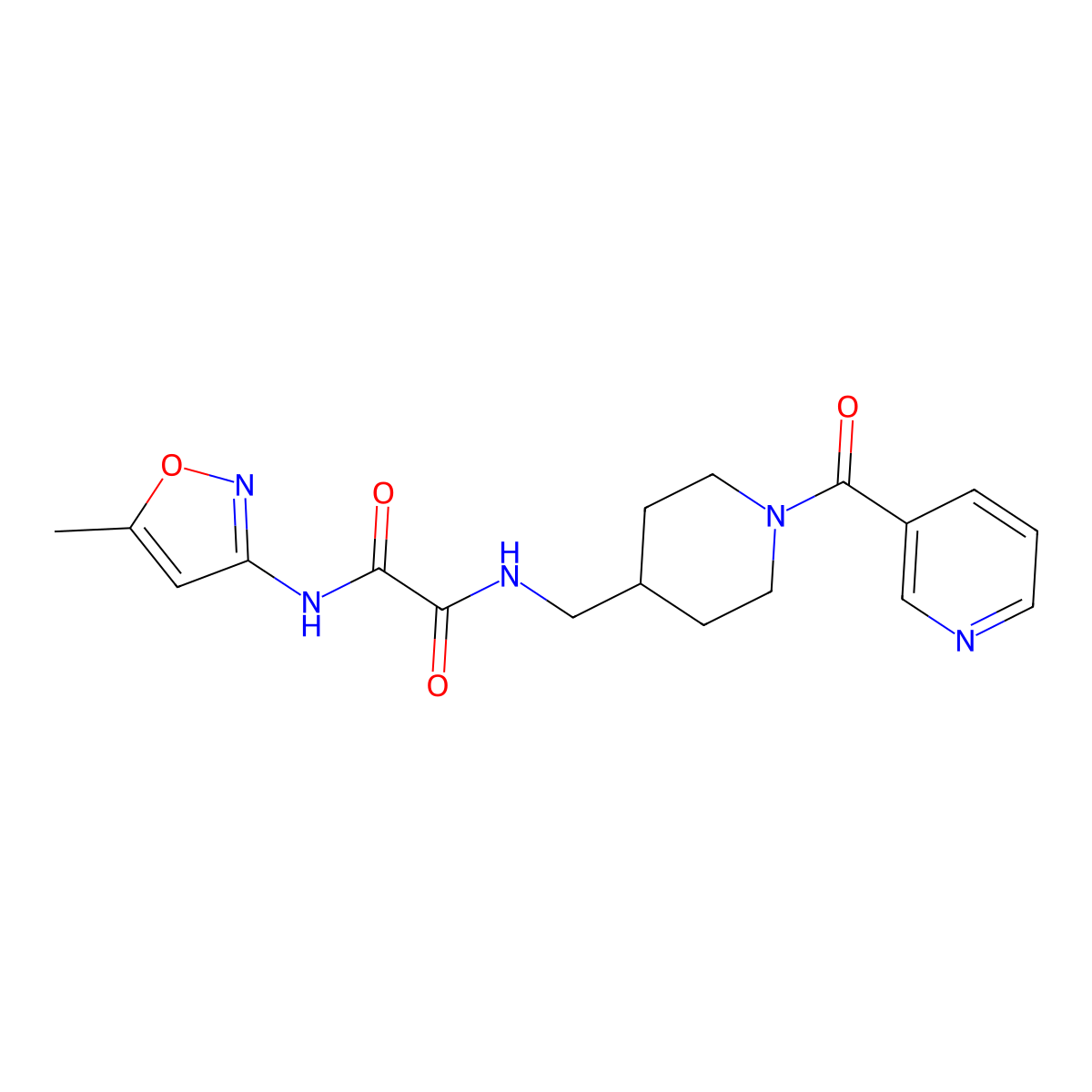 N1-(5-methylisoxazol-3-yl)-N2-((1-nicotinoylpiperidin-4-yl)methyl)oxalamide molecular structure, CAS 1396712-66-5
