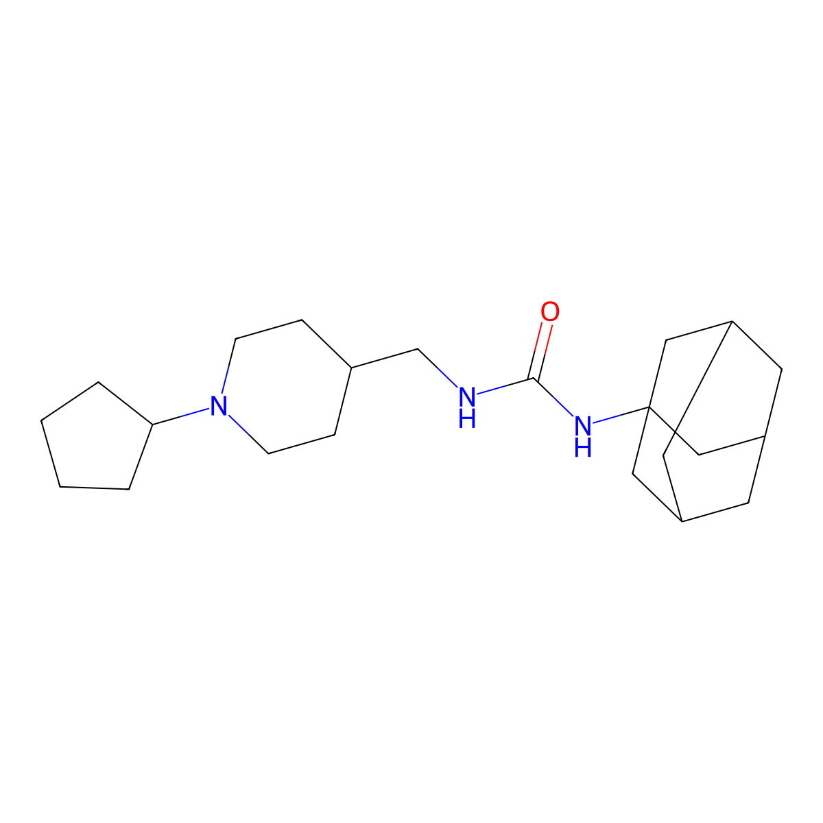 1-(Adamantan-1-yl)-3-[(1-cyclopentylpiperidin-4-yl)methyl]urea molecular structure, CAS 1396712-67-6