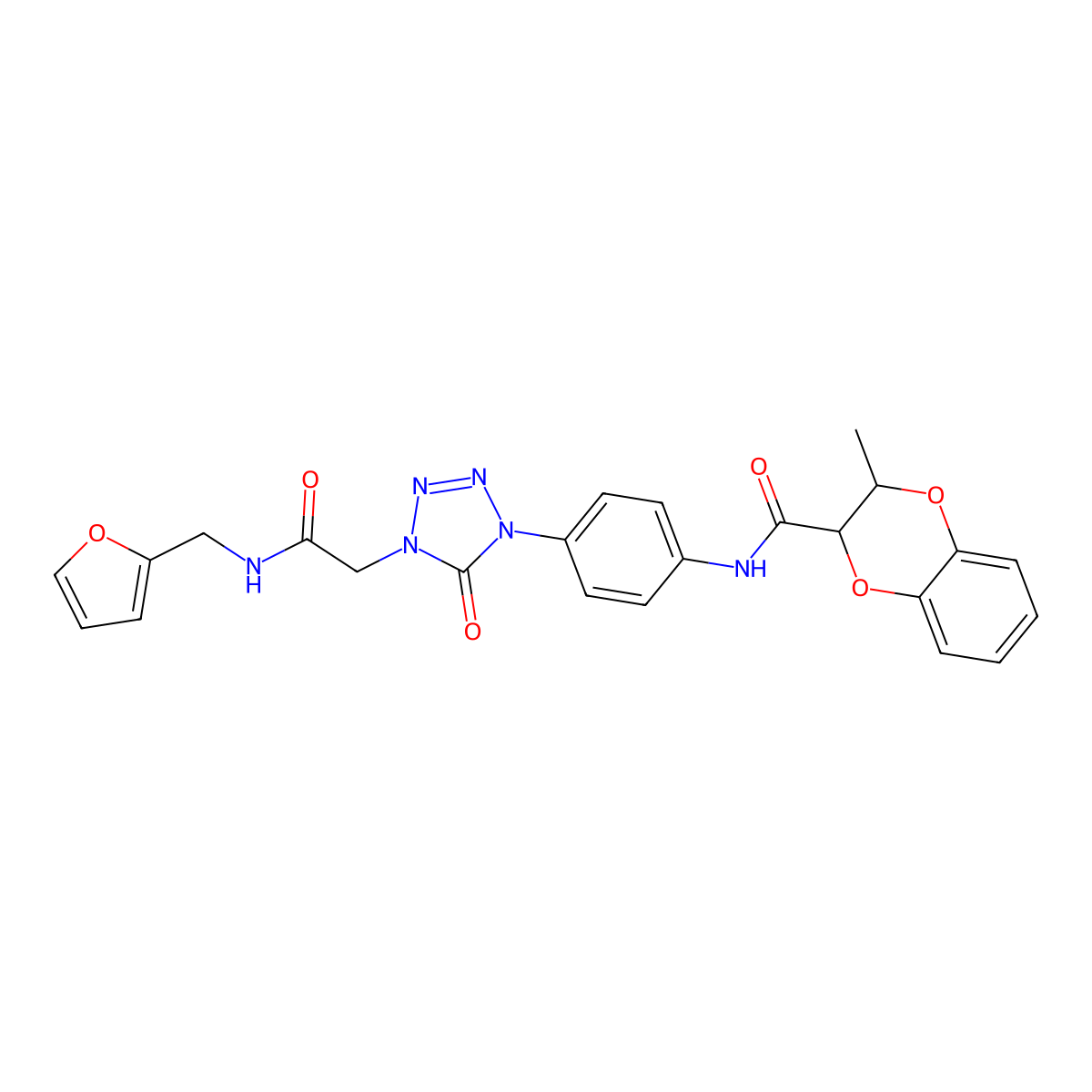 N-{4-[4-({[(furan-2-yl)methyl]carbamoyl}methyl)-5-oxo-4,5-dihydro-1H-1,2,3,4-tetrazol-1-yl]phenyl}-3-methyl-2,3-dihydro-1,4-benzodioxine-2-carboxamide molecular structure, CAS 1396712-74-5
