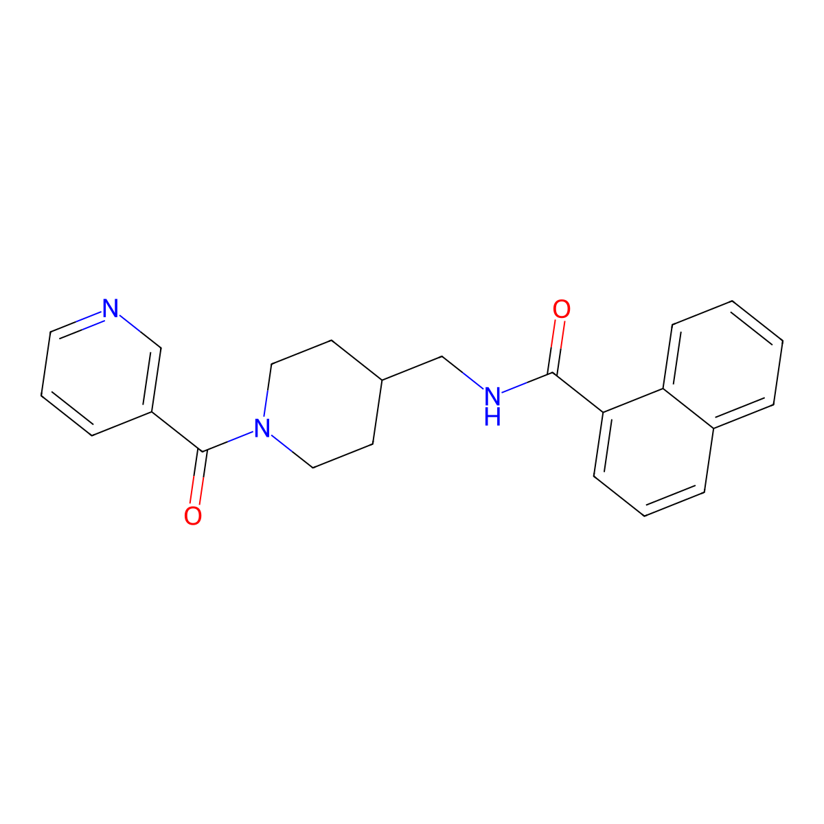 N-((1-nicotinoylpiperidin-4-yl)methyl)-1-naphthamide molecular structure, CAS 1396712-85-8
