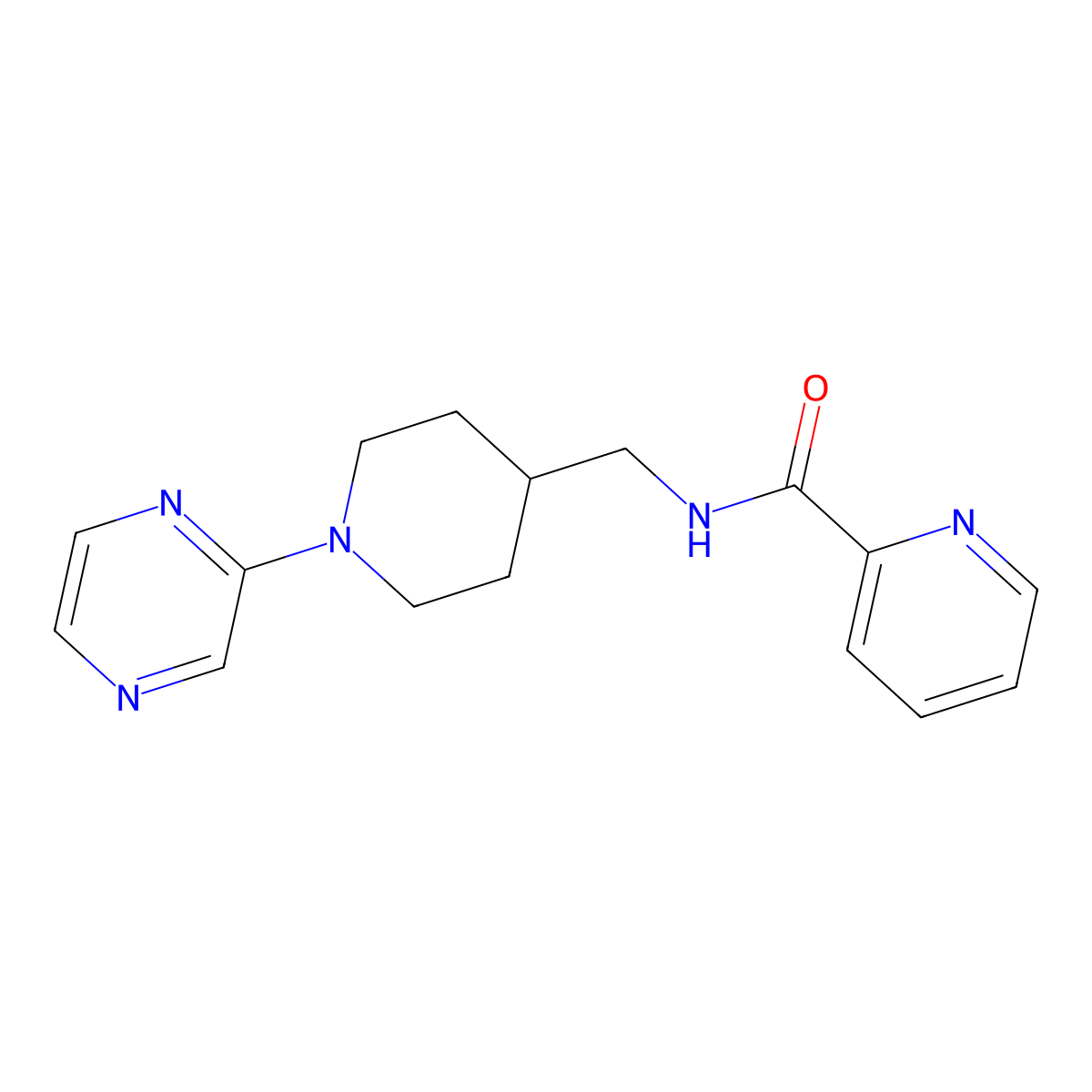 N-((1-(pyrazin-2-yl)piperidin-4-yl)methyl)picolinamide molecular structure, CAS 1396713-00-0