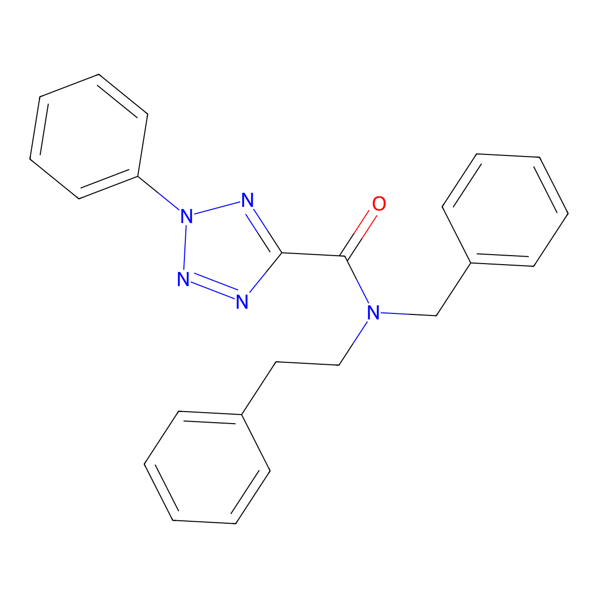 N-benzyl-N-phenethyl-2-phenyl-2H-tetrazole-5-carboxamide molecular structure, CAS 1396713-01-1