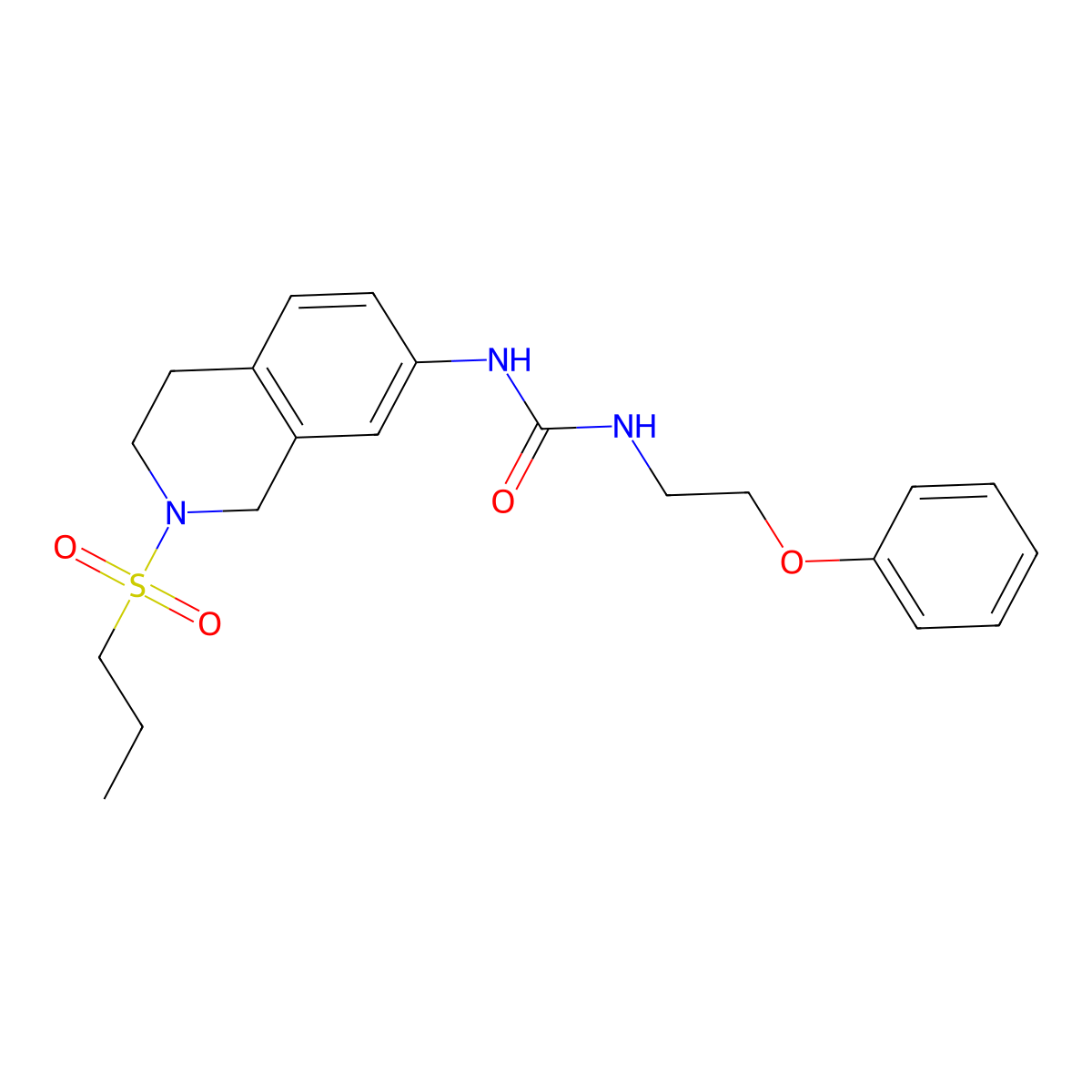 1-(2-Phenoxyethyl)-3-(2-(propylsulfonyl)-1,2,3,4-tetrahydroisoquinolin-7-yl)urea molecular structure, CAS 1396713-02-2