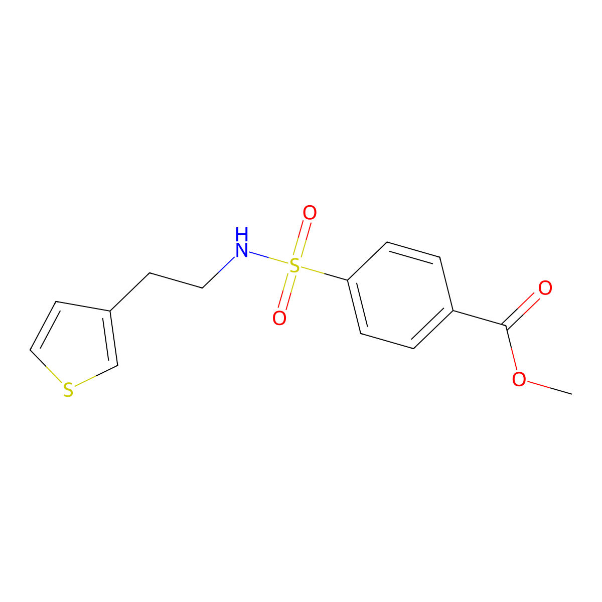 methyl 4-(N-(2-(thiophen-3-yl)ethyl)sulfamoyl)benzoate molecular structure, CAS 1396713-03-3
