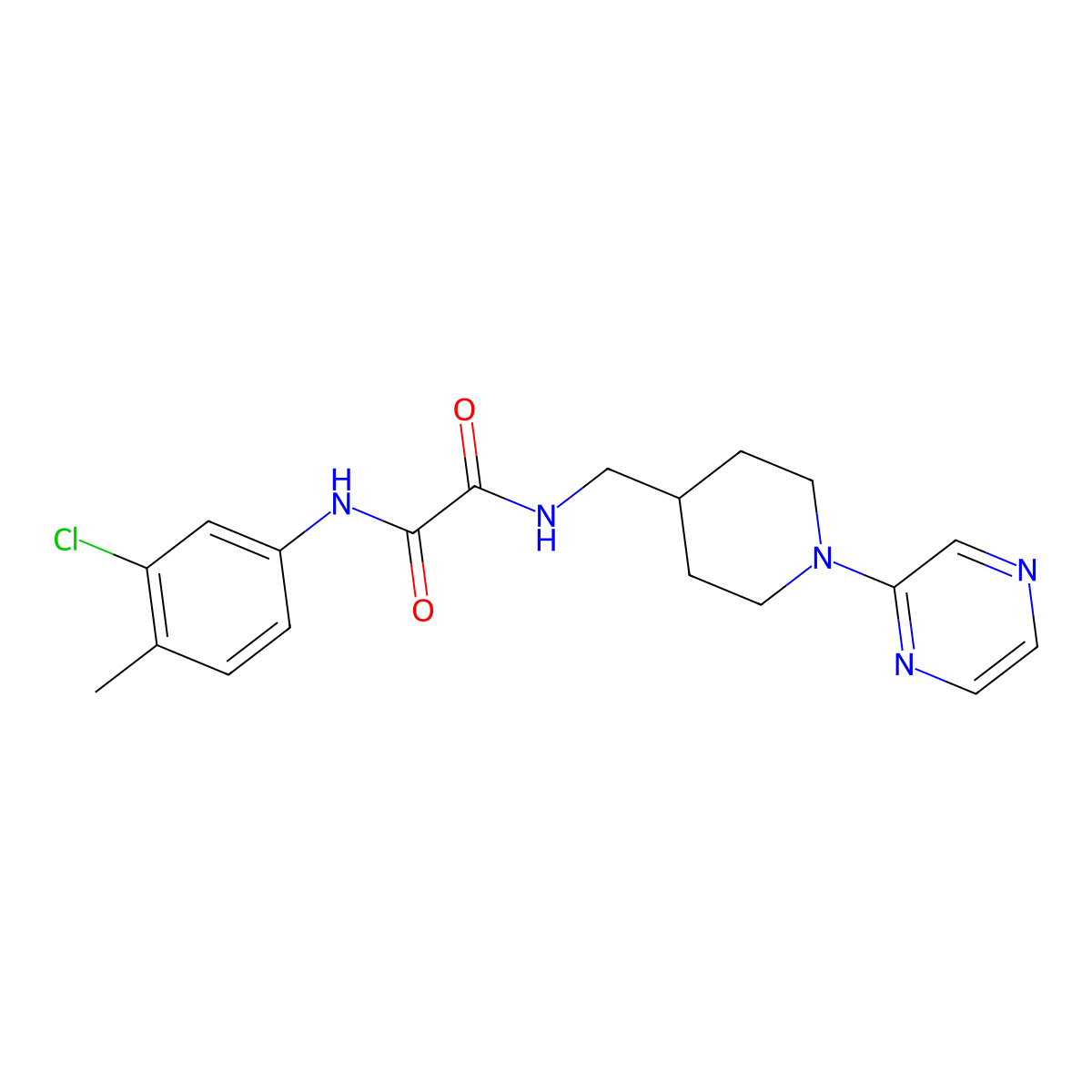 N1-(3-chloro-4-methylphenyl)-N2-((1-(pyrazin-2-yl)piperidin-4-yl)methyl)oxalamide molecular structure, CAS 1396713-54-4