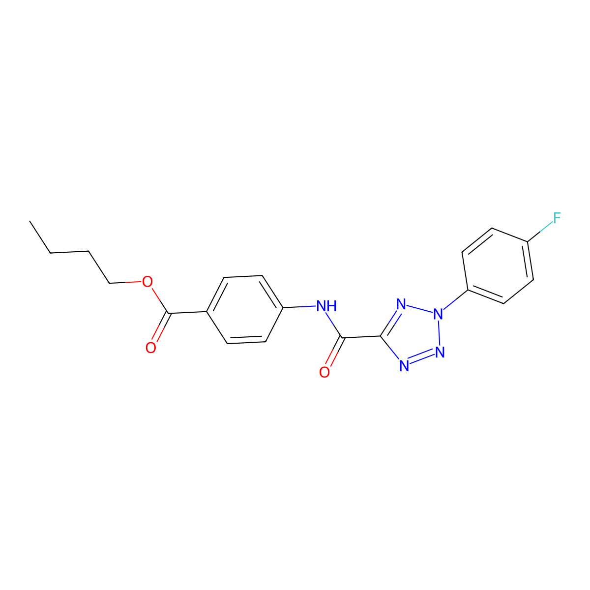 butyl 4-(2-(4-fluorophenyl)-2H-tetrazole-5-carboxamido)benzoate molecular structure, CAS 1396713-55-5
