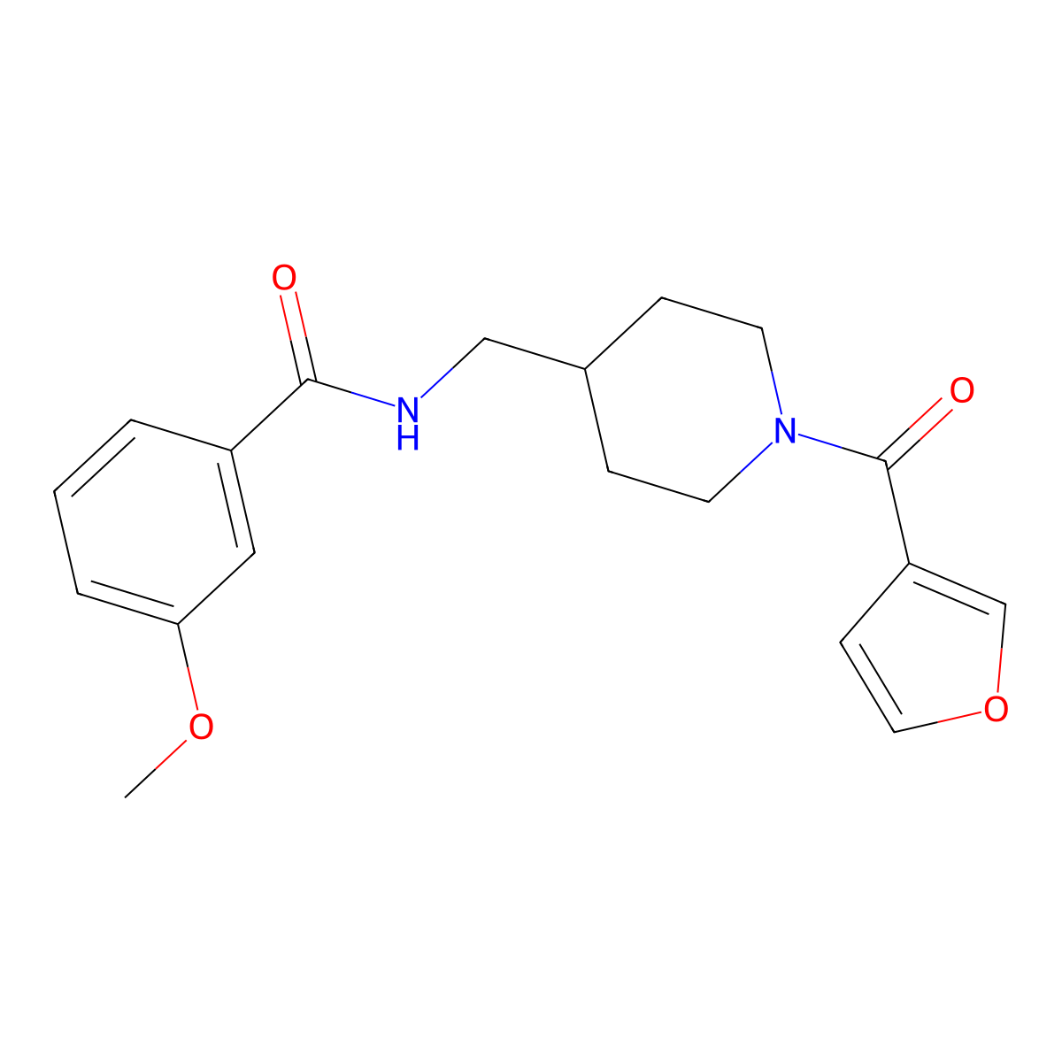 N-((1-(furan-3-carbonyl)piperidin-4-yl)methyl)-3-methoxybenzamide molecular structure, CAS 1396713-60-2