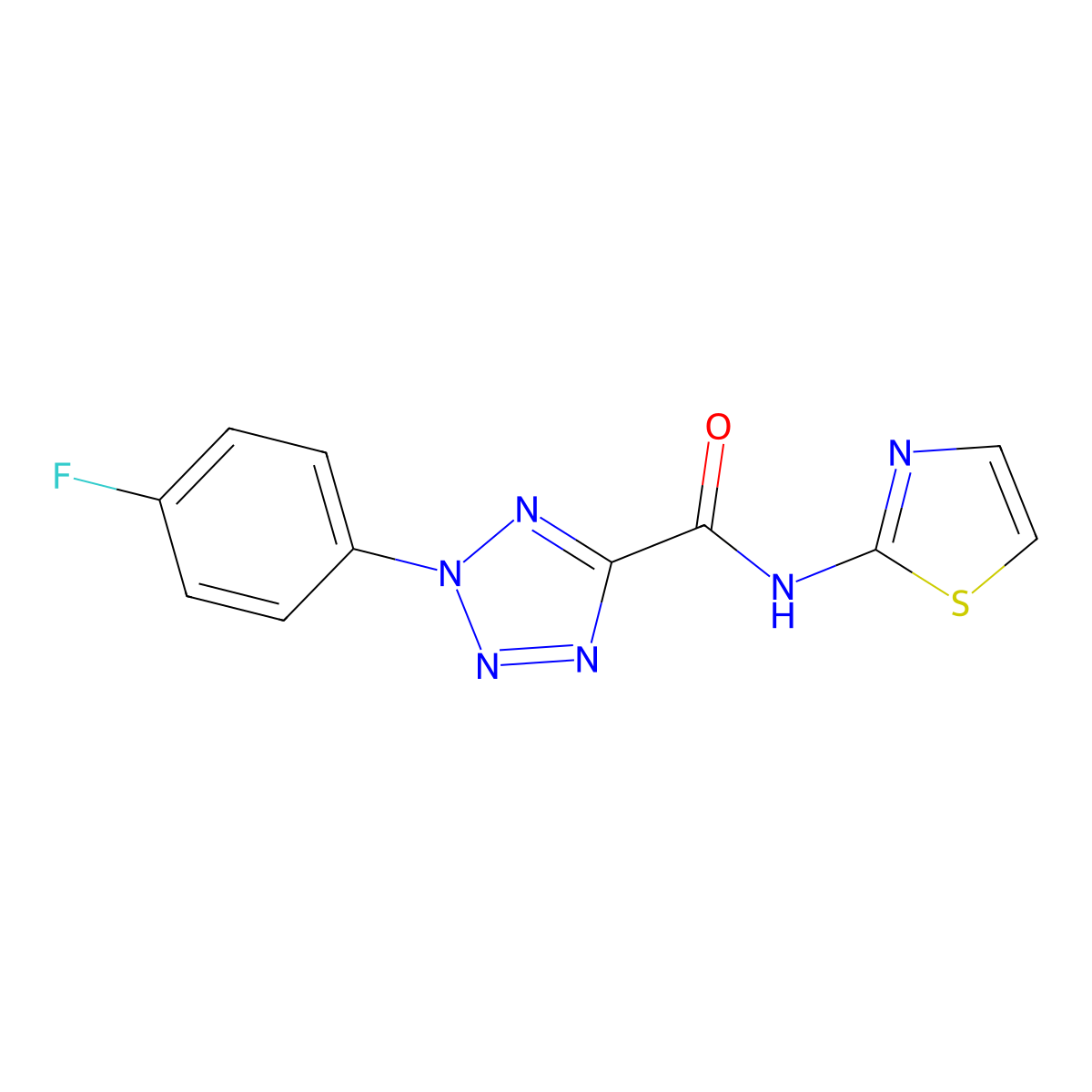 2-(4-fluorophenyl)-N-(thiazol-2-yl)-2H-tetrazole-5-carboxamide molecular structure, CAS 1396713-71-5